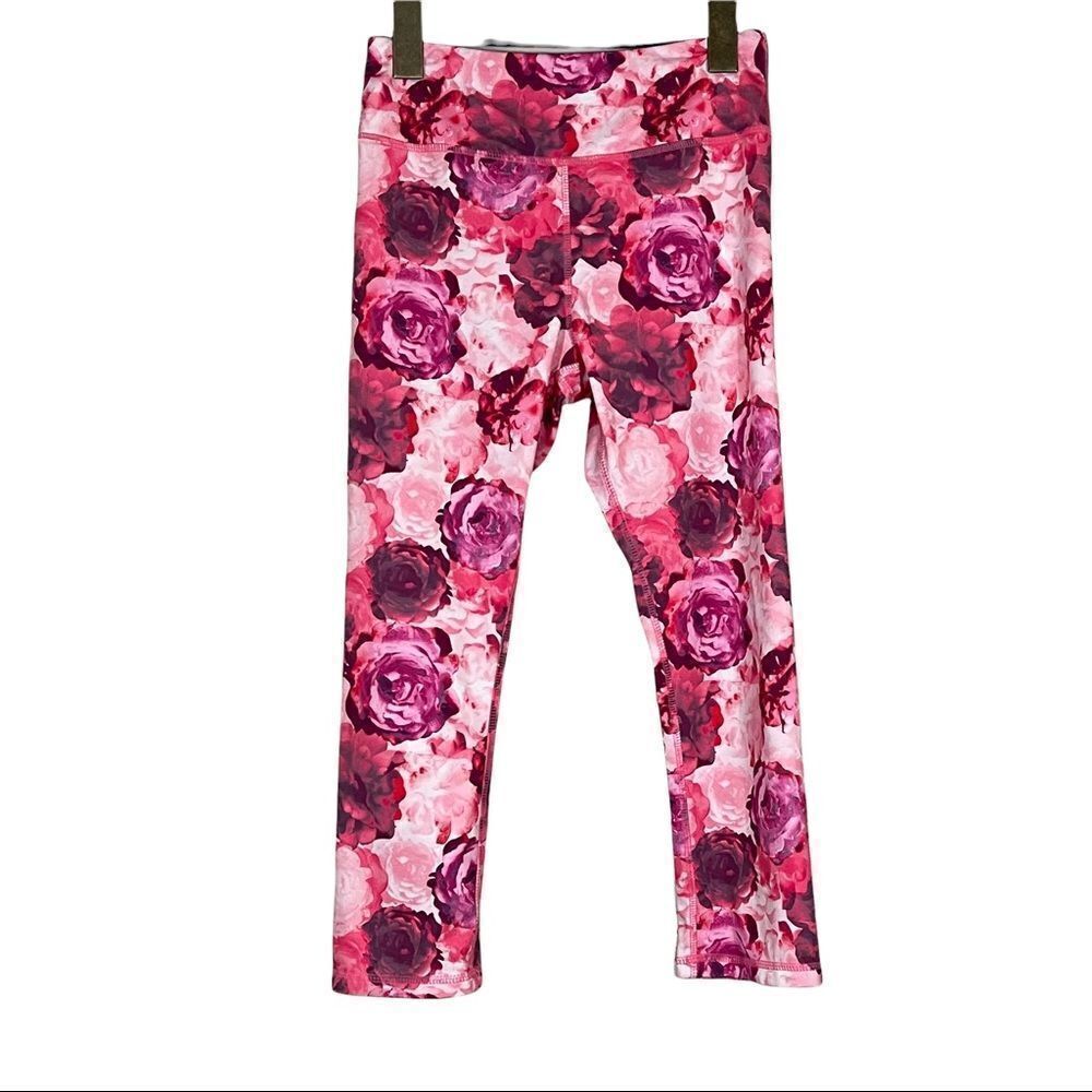 Pure & Simple Pink Floral Cropped Leggings Size XS
